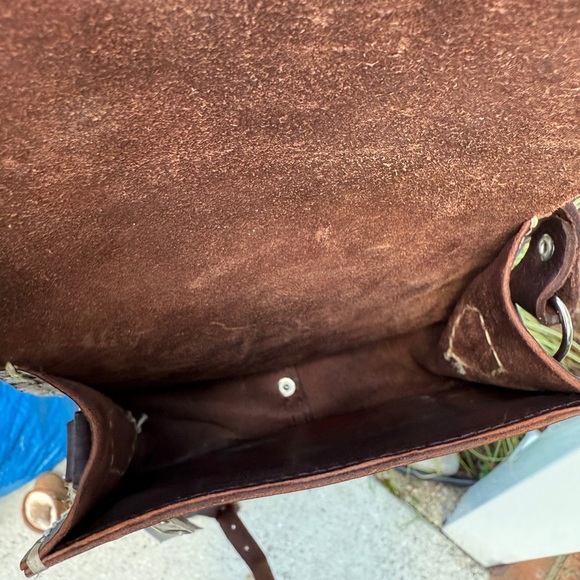Berber Leather Handmade in Morocco Brown Leather Saddle Handbag NWT Crossbody - Picture 7 of 10